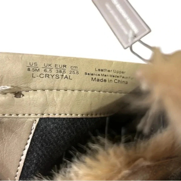 Franco Sarto Crystal Water Resistant Faux Fur Trim Ankle Boots Sz 8.5 Sandstone - Picture 9 of 12